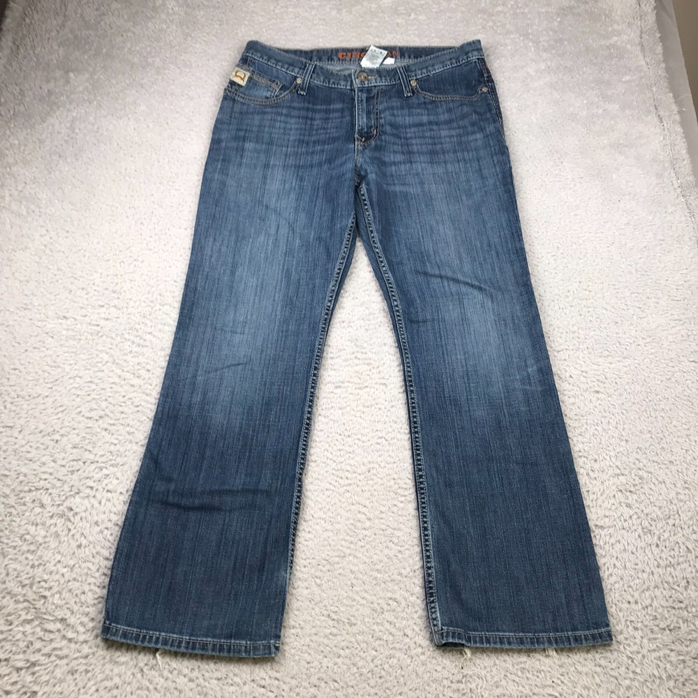 Cinch Ian Jeans Mens 32 (34x29) Dark Wash Slim Bootcut Western Work Cowboy Denim